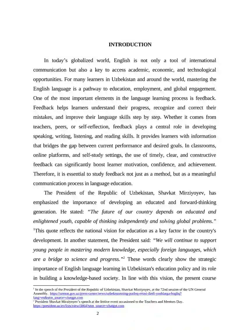 The role of feedback in English language learning 2