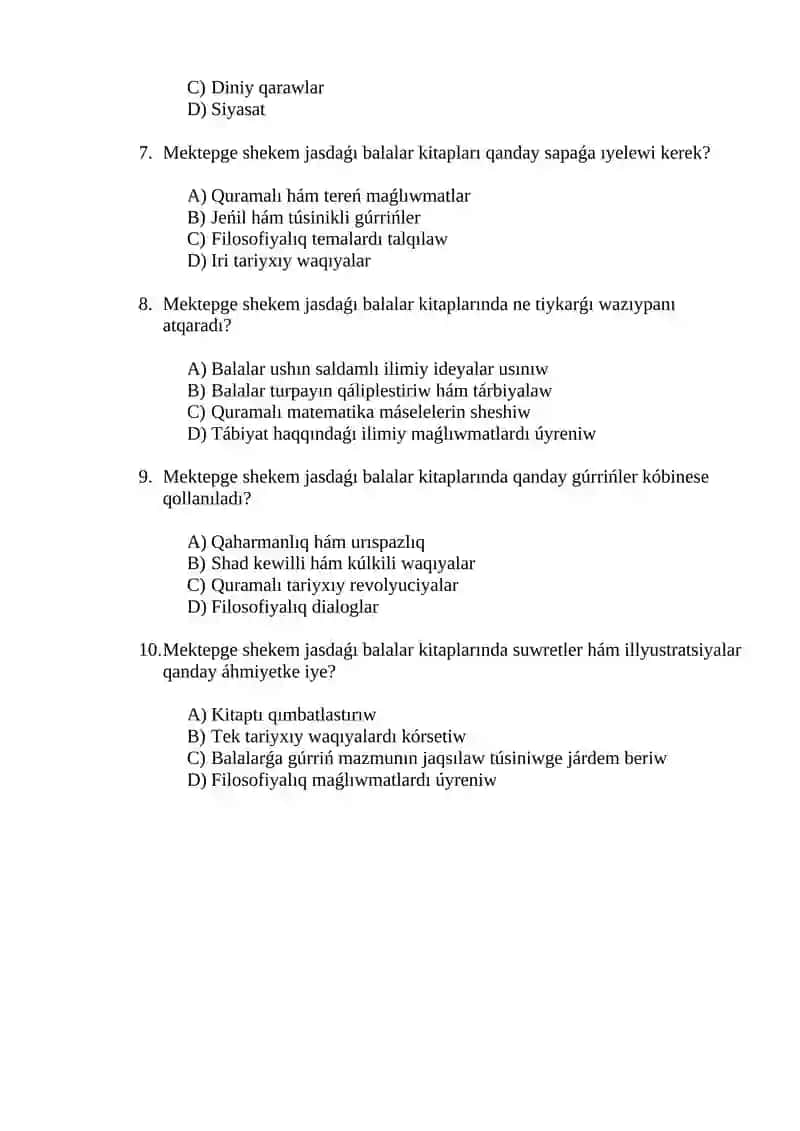 Mektepge shekem jasdaǵı balalar kitapları 2