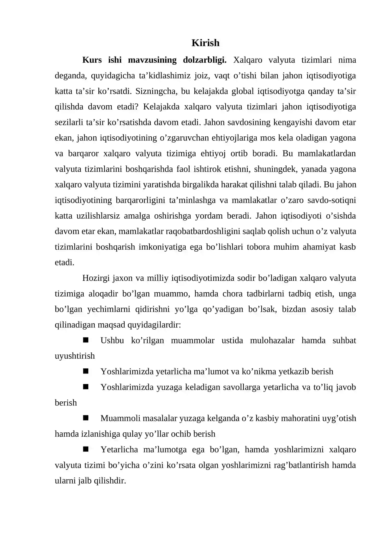 Xalqaro valyuta tizimi va uning o’zgarishi 2
