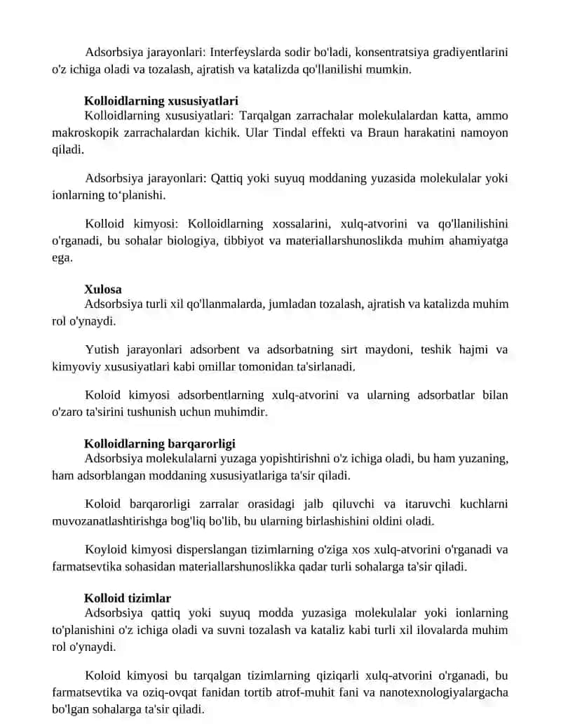 Adsorbsion jarayonlar 2
