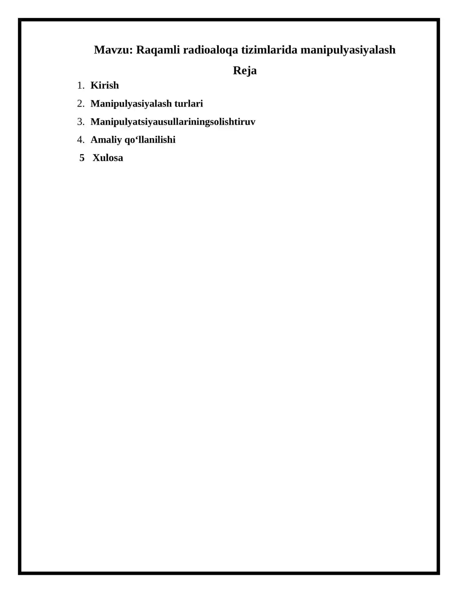 Raqamli radioaloqa tizimlarida manipulyasiyalash 2
