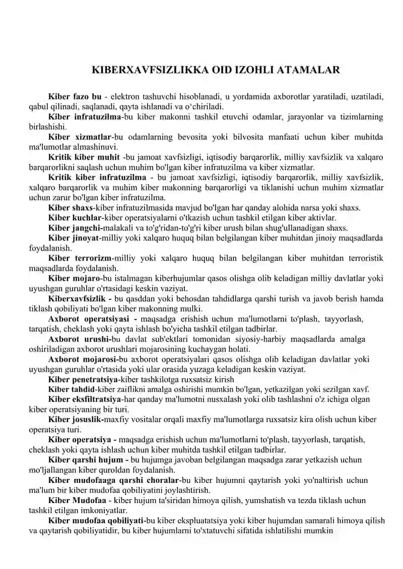 KIBERXAVFSIZLIKKA OID IZOHLI ATAMALAR 2