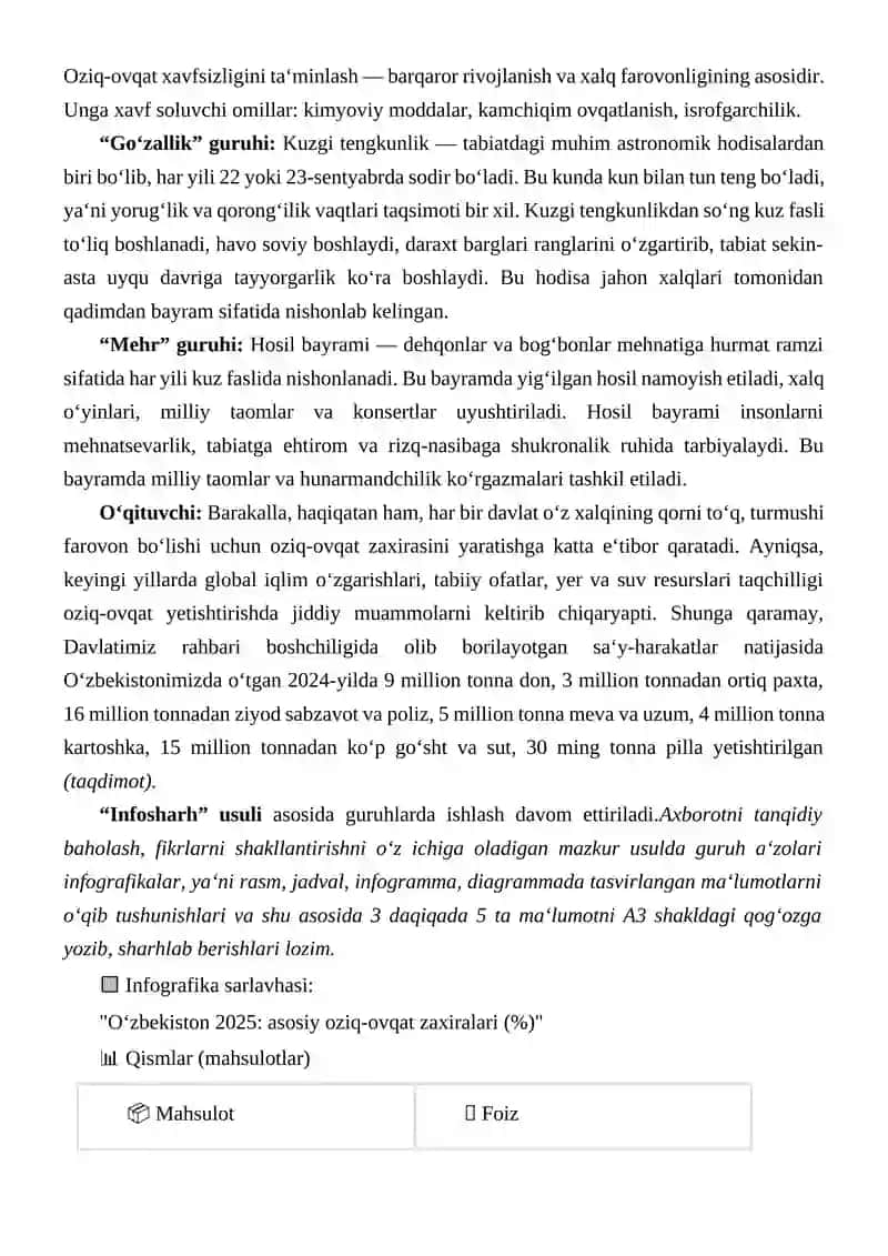 HOSIL BAYRAMI. OZIQ-OVQAT XAVFSIZLIGI 2