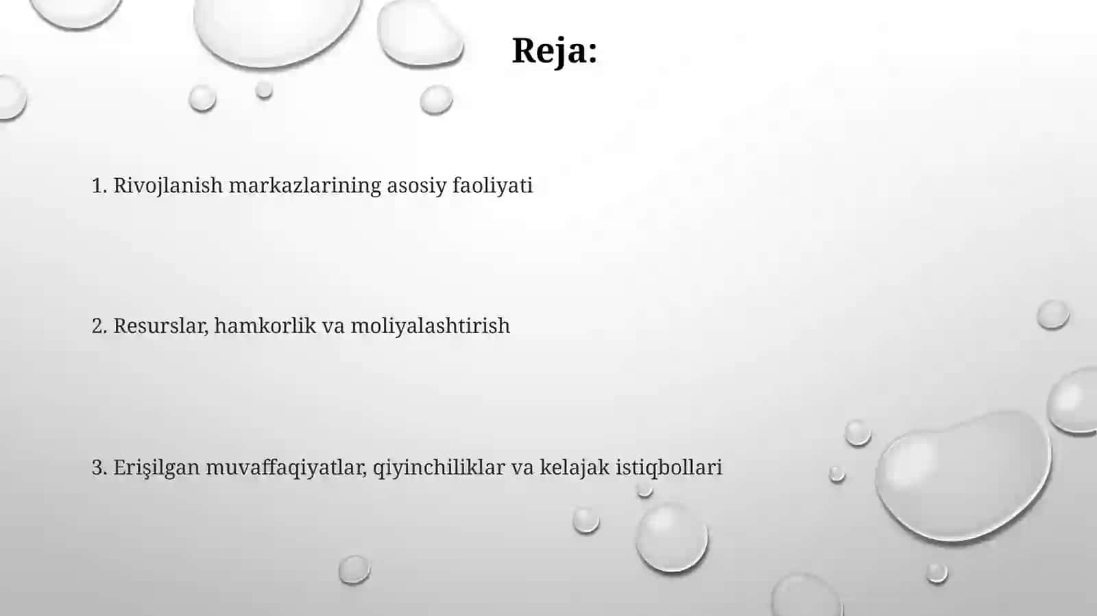Rivojlanish markazlarining faoliyati 2