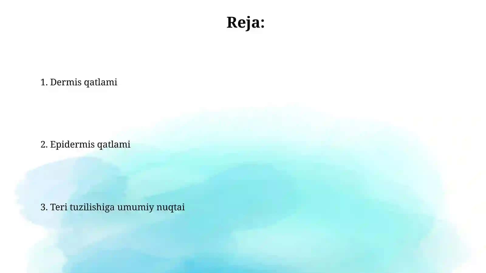 Teri va soch tuzilishi. Epidermis va derma qavatlari 2