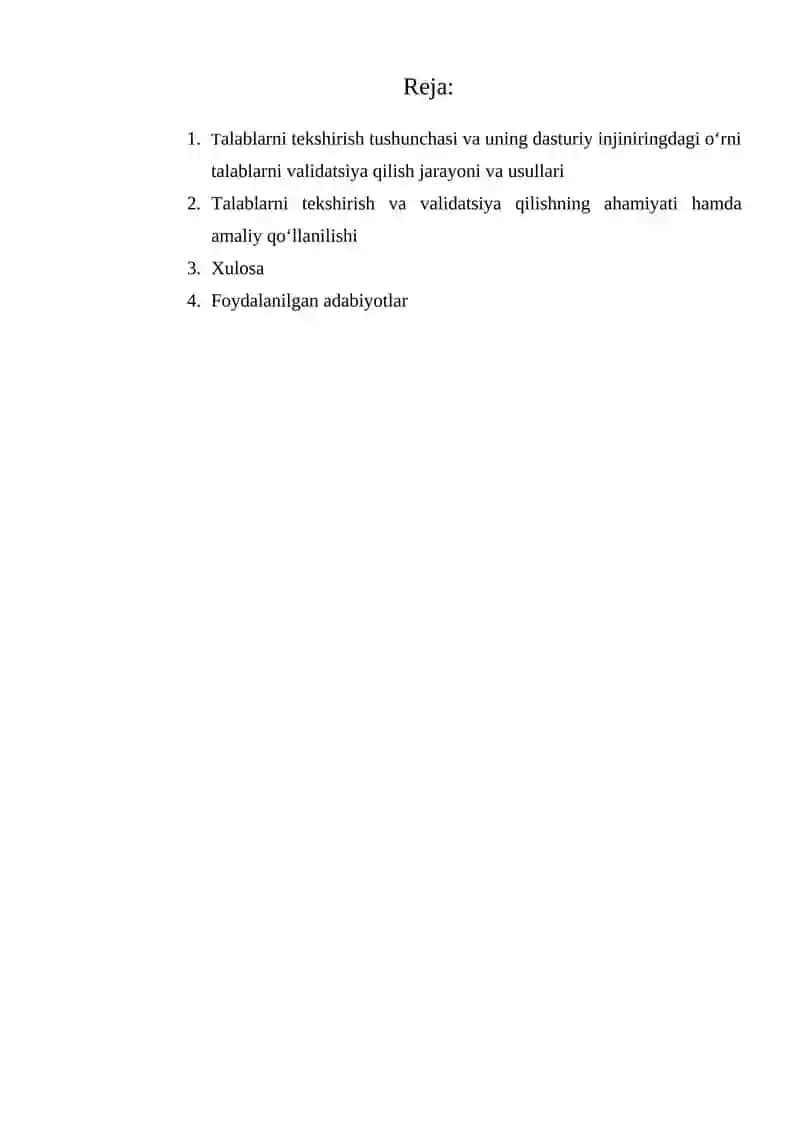 Talablarni tekshirish va validatsiya qilish 2
