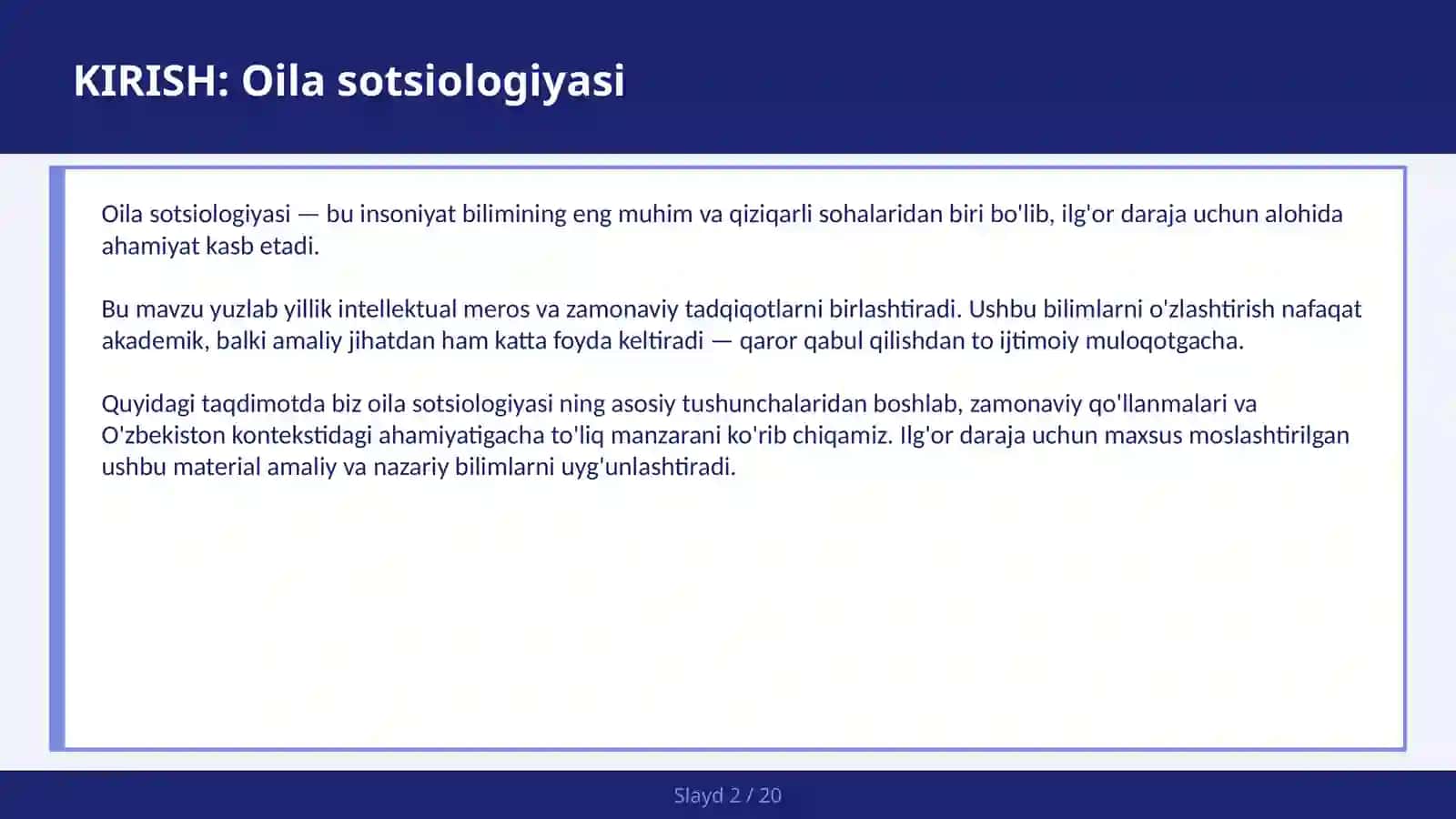 OILA SOTSIOLOGIYASI 2