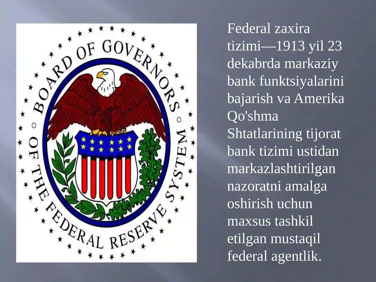 AQSH Federal ZaxiraTizimi 2