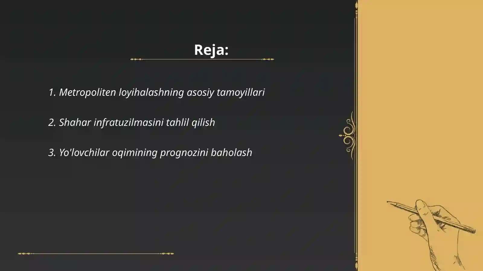 Metropoliten yónalishlarini loyihalash 2