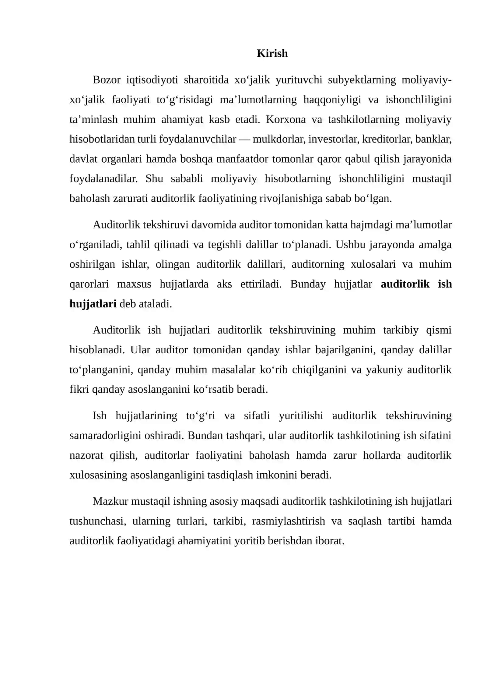 AUDITORLIK TASHKILOTINING ISH HUJJATLARI 2