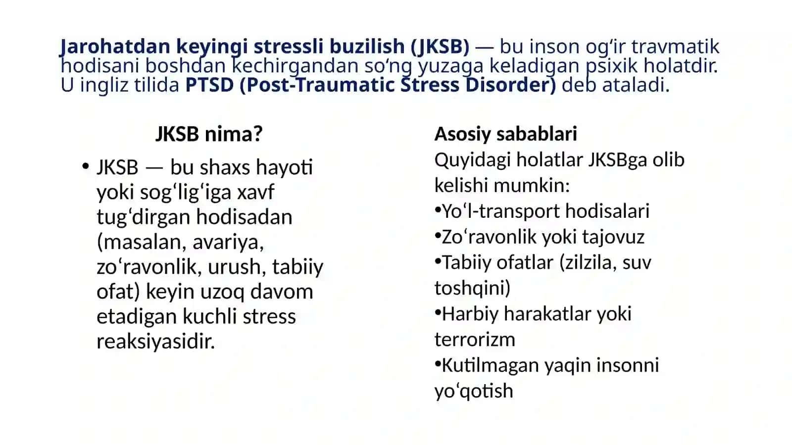 Bezovtalanish holatlari va stress 2