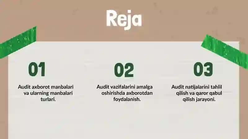 Audit axborot manbalari va ularning manbalari turlari 2