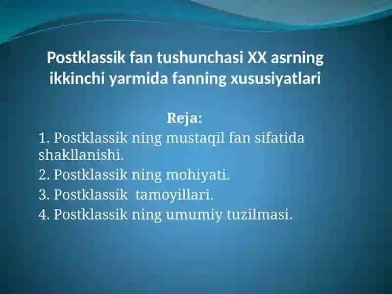 Postklassik fantushunchasi 2