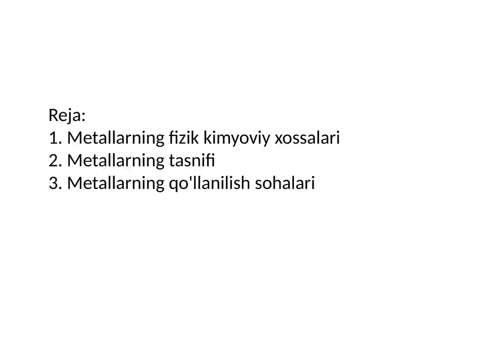 Metallar haqida tushuncha 2