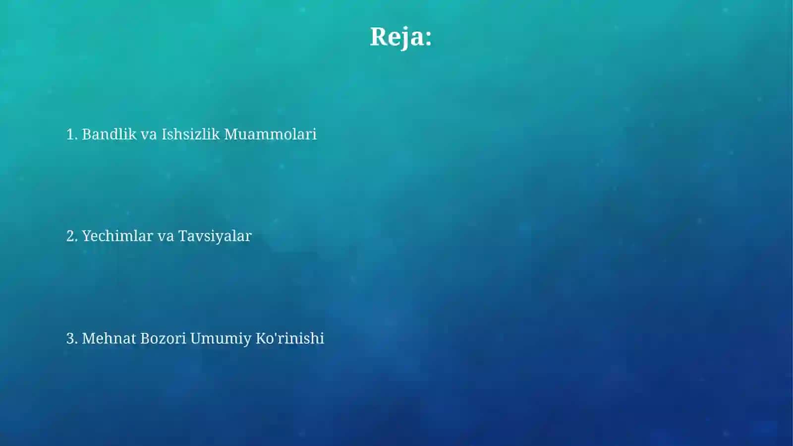 Bandlik va Ishsizlik Muammolari 2