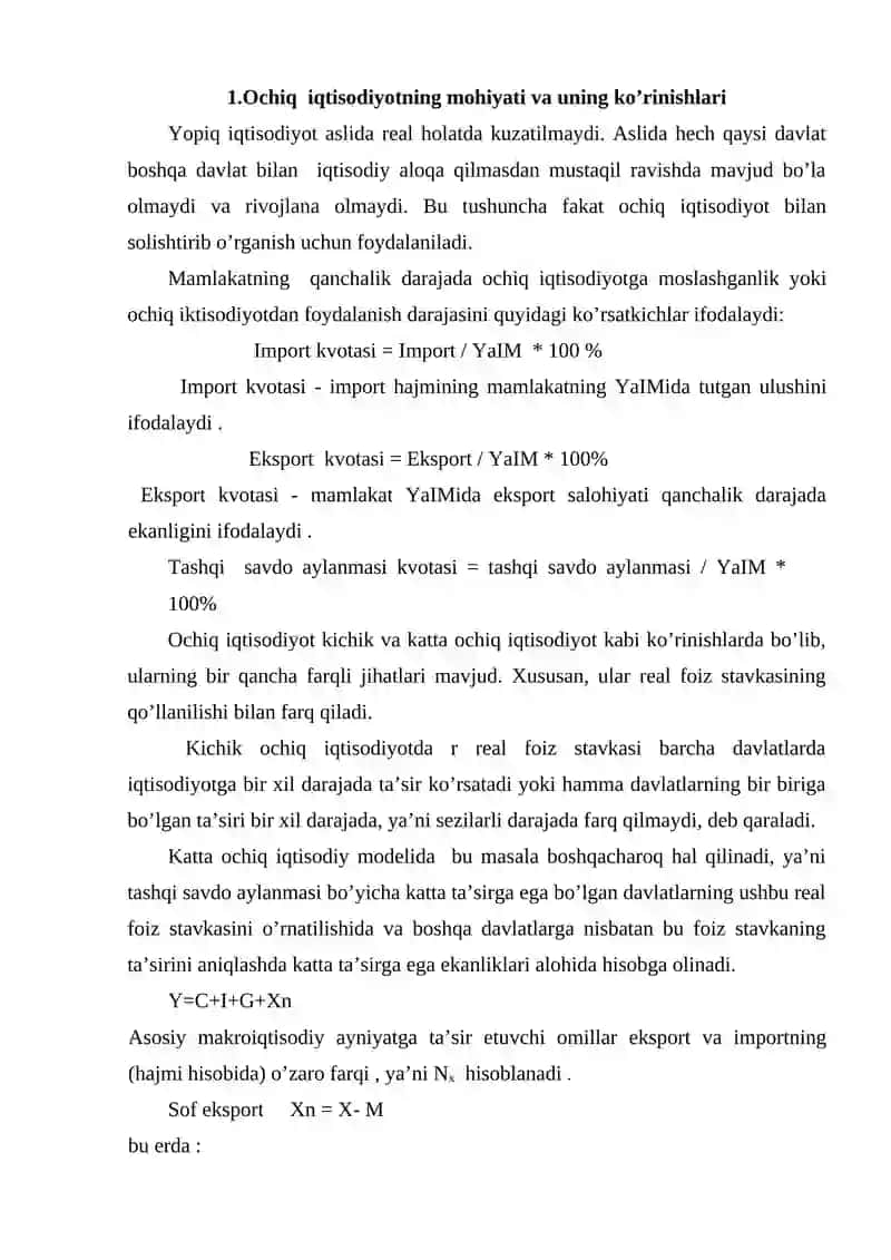 Ochiq iqtisodiyotda makroiqtisodiy siyosat 2