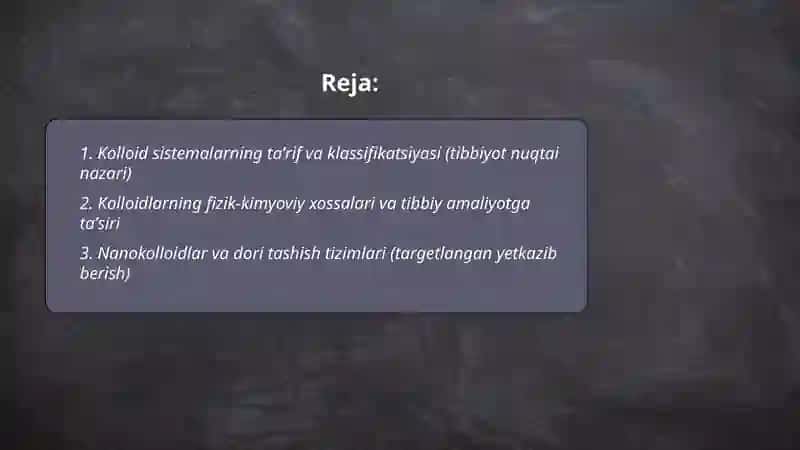 Kolloid sistemalar, tibbiyotdagi ahamiyati 2
