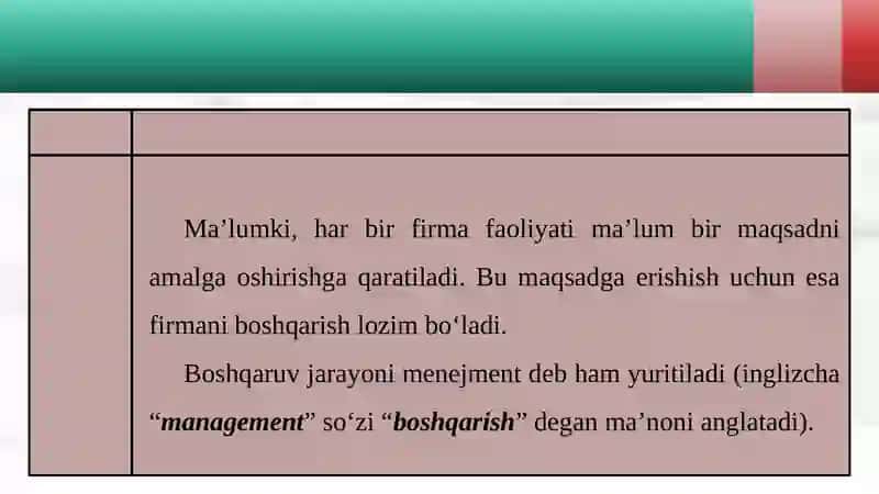 Firmani boshqarish-menejment 2