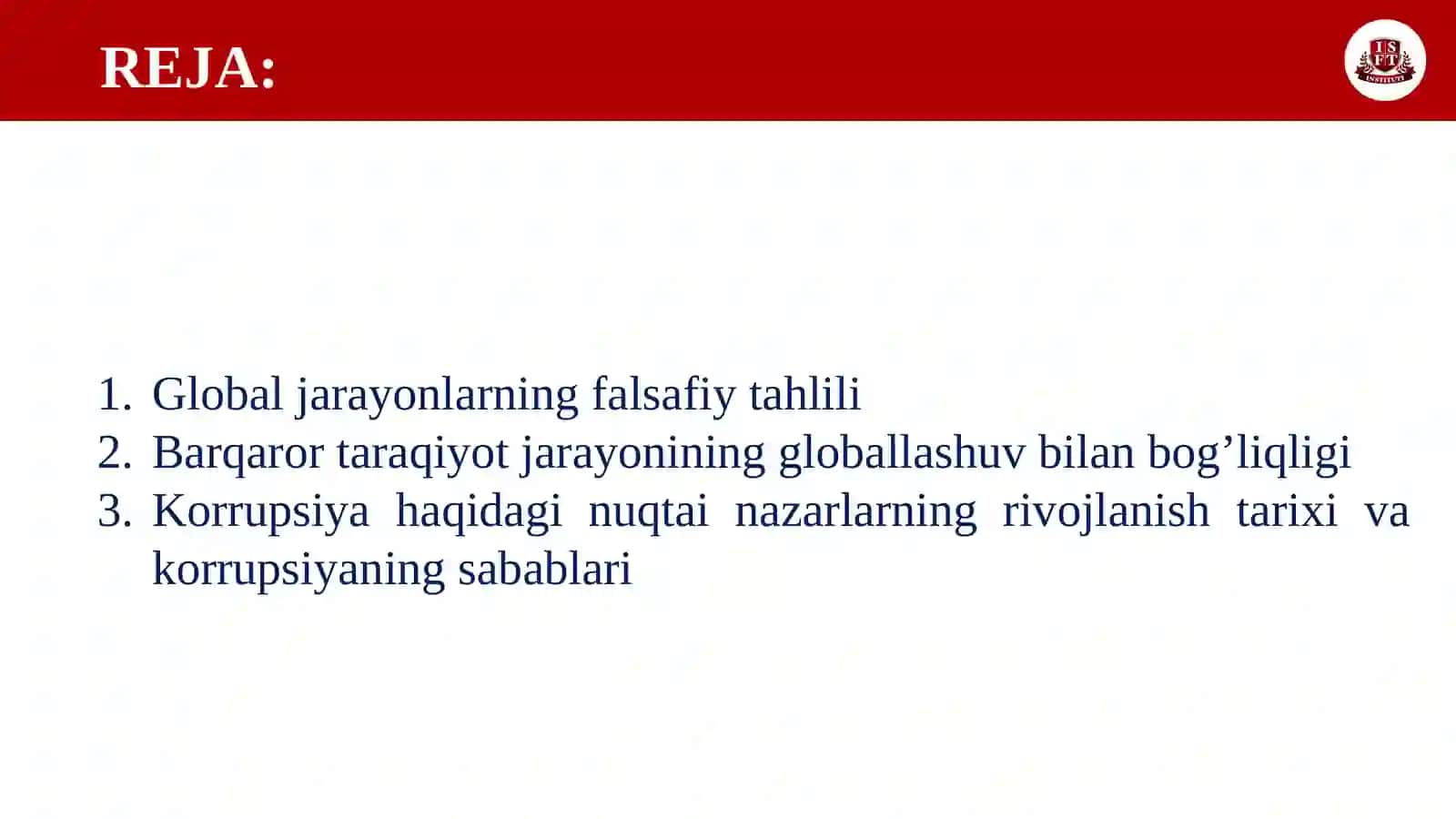 GLOBAL JARAYONLAR VA BARQAROR TARAQQIYOT 2