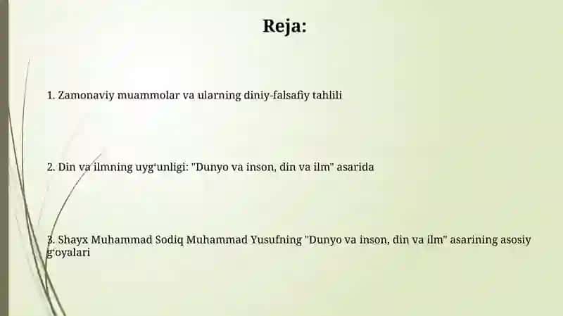"Olam va odam, din va ilm" 2