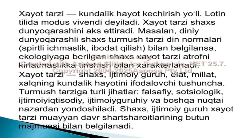 "Hayot tarzi va salomatlik mexanizmi" 2