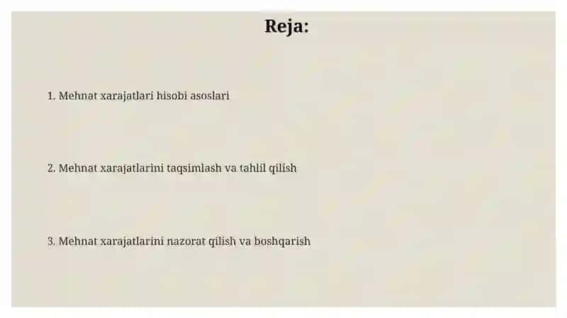 Mehnat xarajatlari hisobi 2