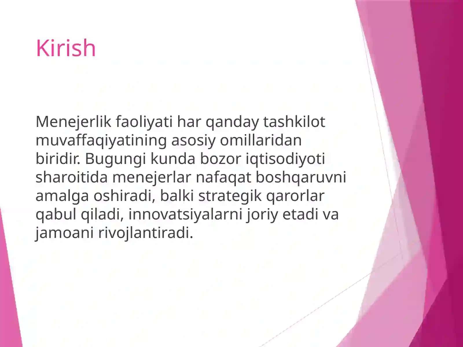 Menejer faoliyatini tashkil qilish 2