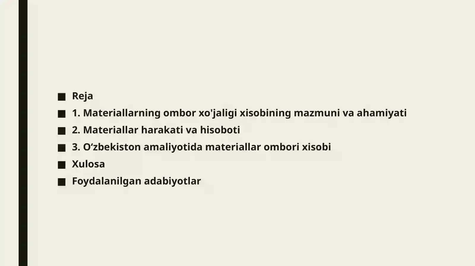 MAteriallarning Ombor Xo'jaligi Xisobi 2