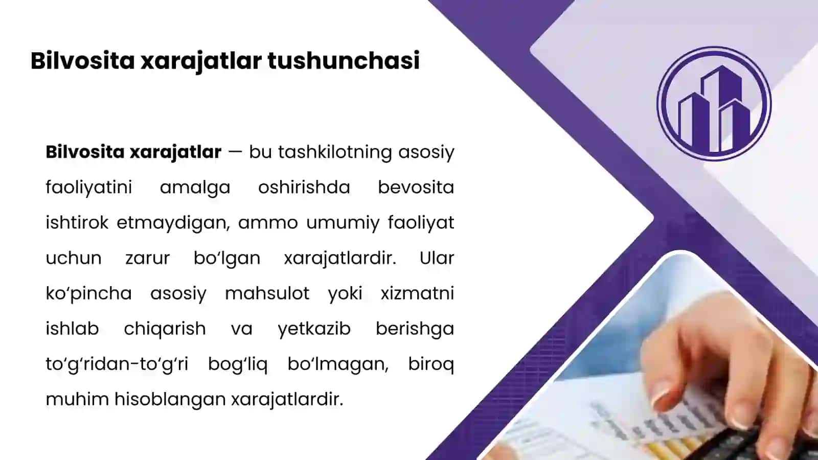 BILVOSITA XARAJATLAR HISOBI. 2