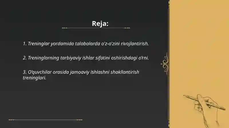 Treninglar yordamida talabalarda o'z-o'zini rivojlantirish 2