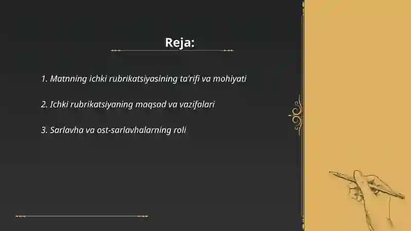 Matnning ichki rubrikatsiyasi 2