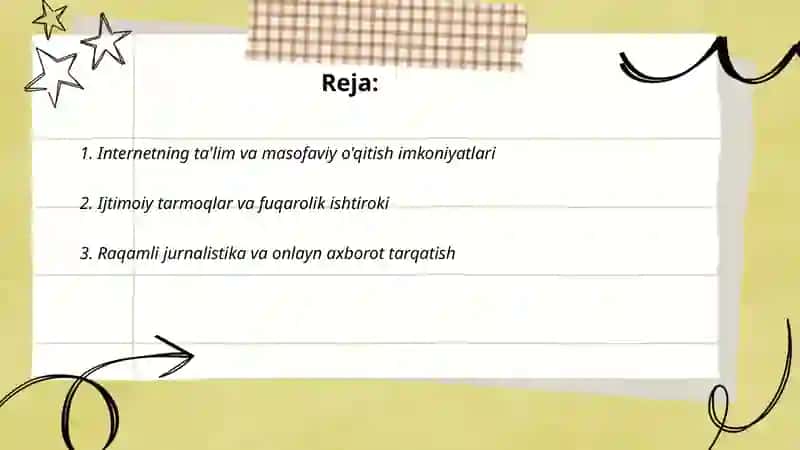 Media maydon va internet imkoniyatlari 2