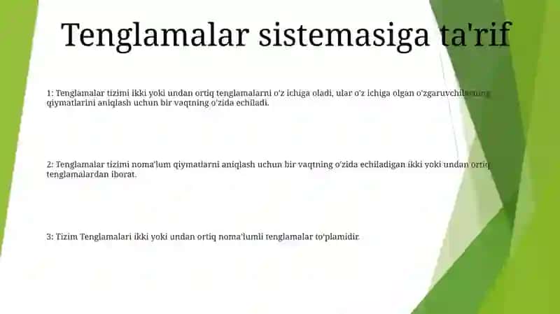 Tenglamalar Sistemasi 2