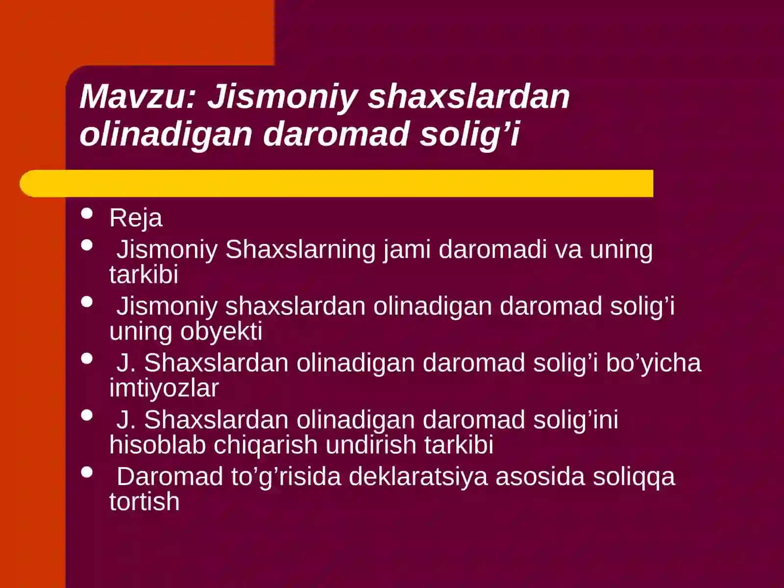 Jismoniy shaxslardan olinadigan daromad solig’i 2