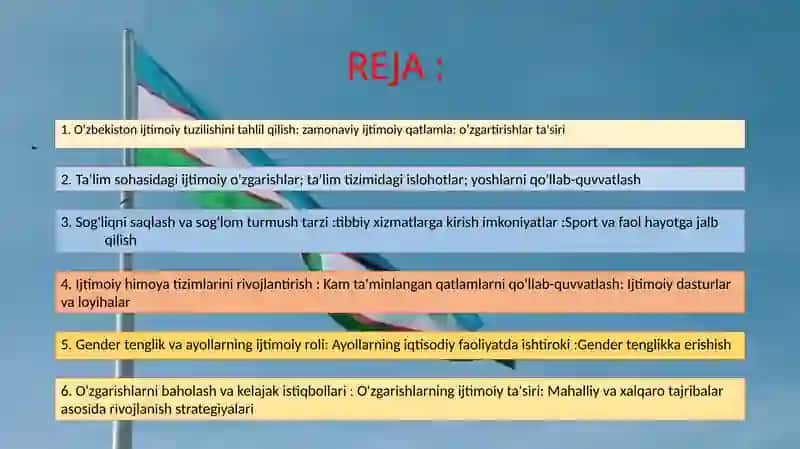 O'BEKISTON RESPUBLIKASIDAGI IJTIMOIY O'ZGARISHLAR 2