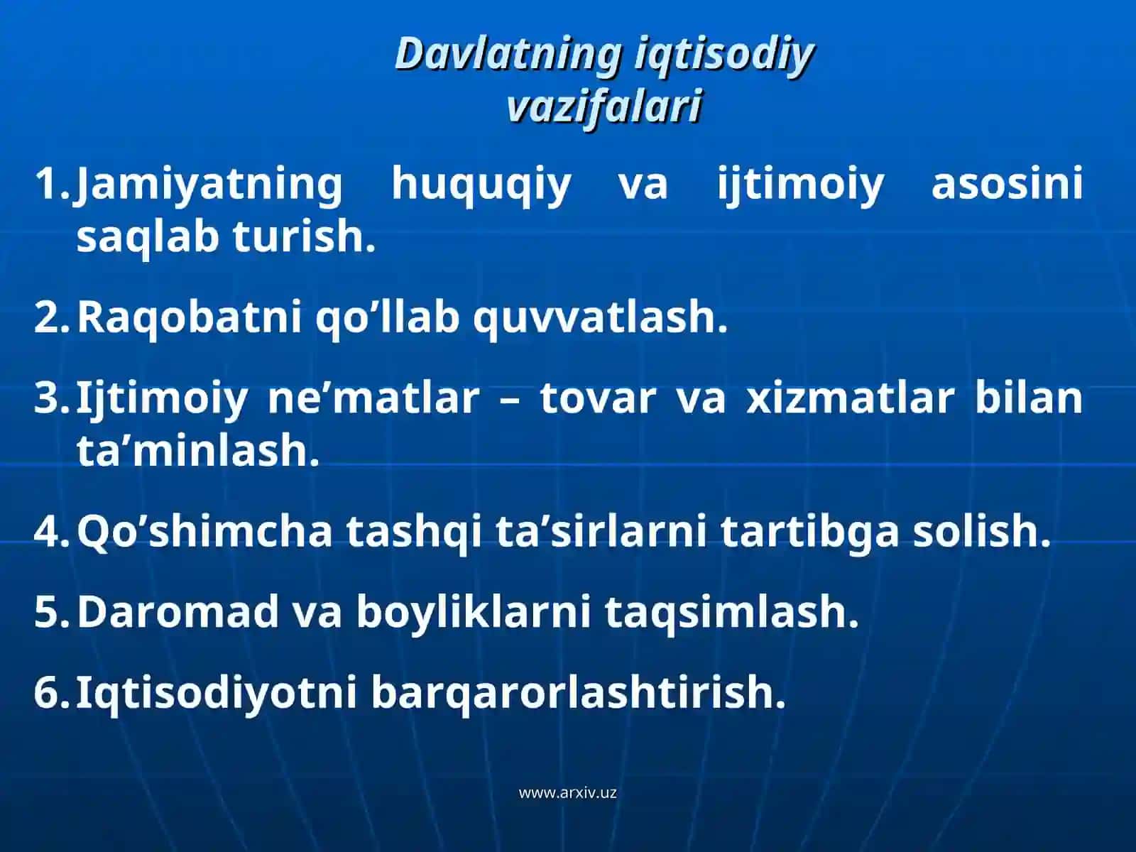 Davlatning iqtisodiy vazifalari 2