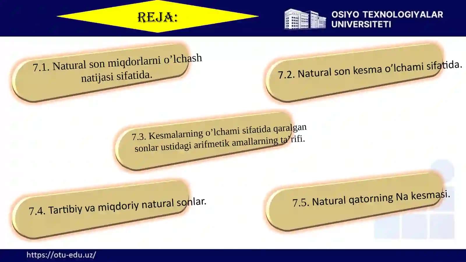 O'lchash natijasi sifatida natural son miqdorlarni o'lchash 2