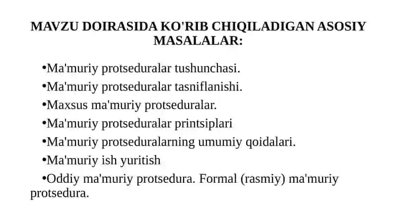 Ma'muriy Protseduralar 2
