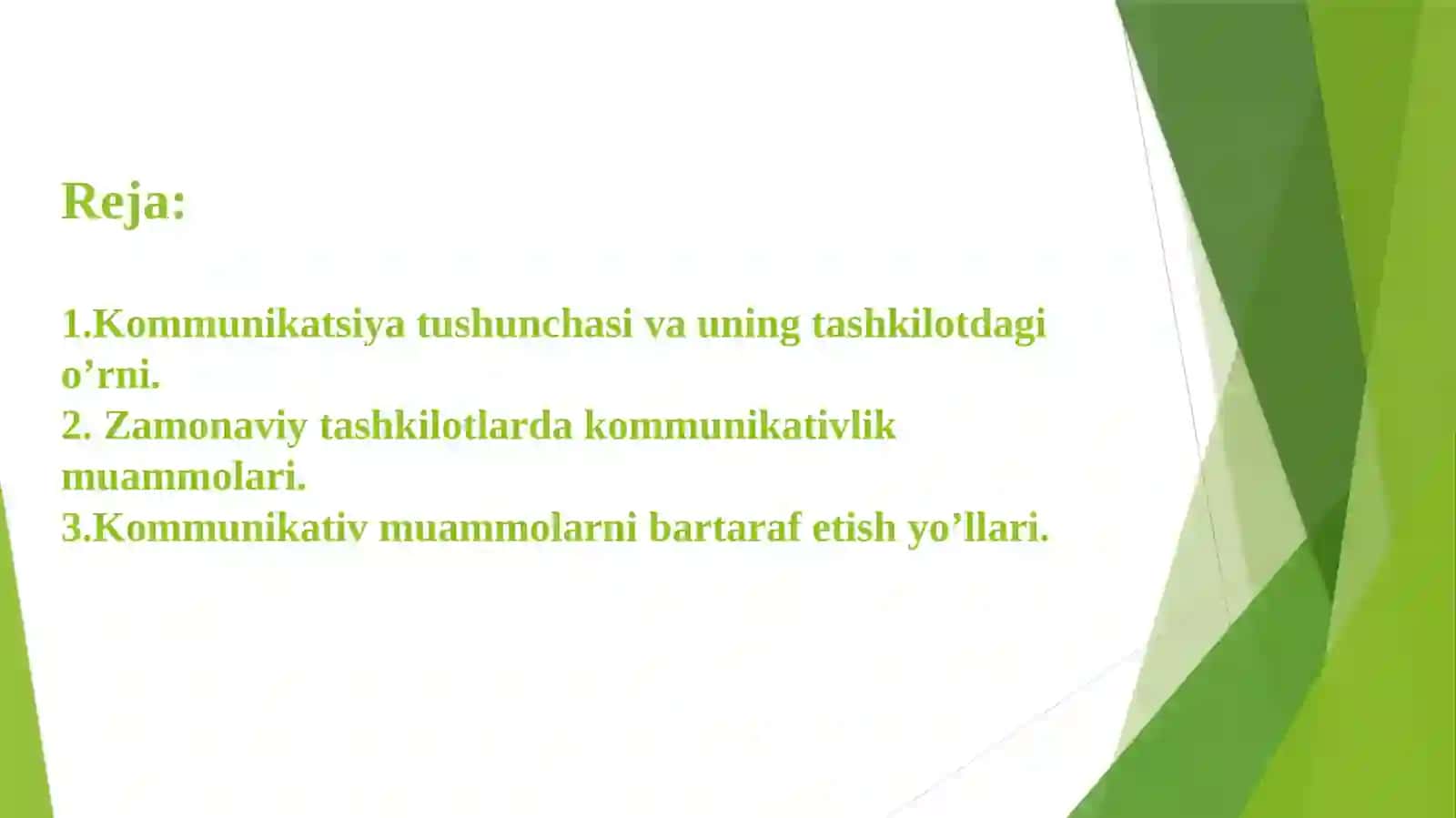 Zamonaviy tashkilotlarda kommunikativlik muammolari. 2