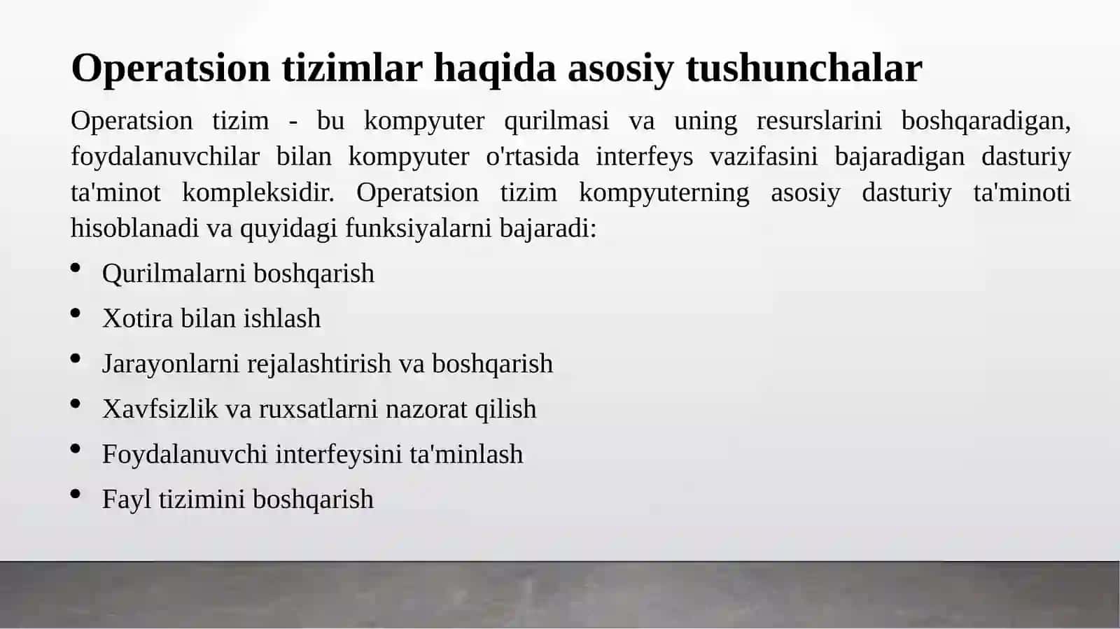 Operatsion tizimlar 2