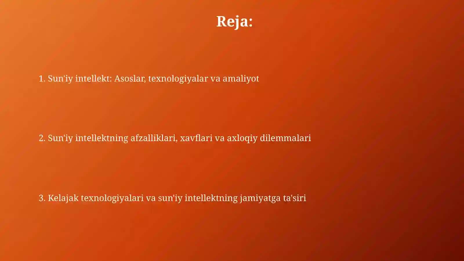 Sun'iy intellekt va kelajak texnologiyalari 2