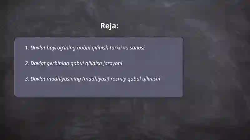 Oʻzbekiston respublikasi davlat ramzlarining qabul qilinishi 2
