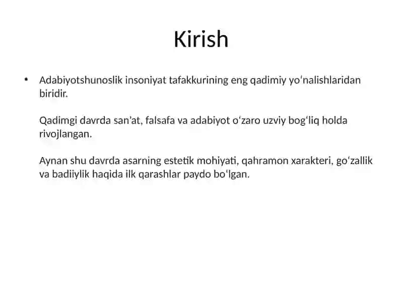 QADIMGI DAVR ADABIYOTSHUNOSLIGI VA ARASTUNING “POETIKA” ASARI 2