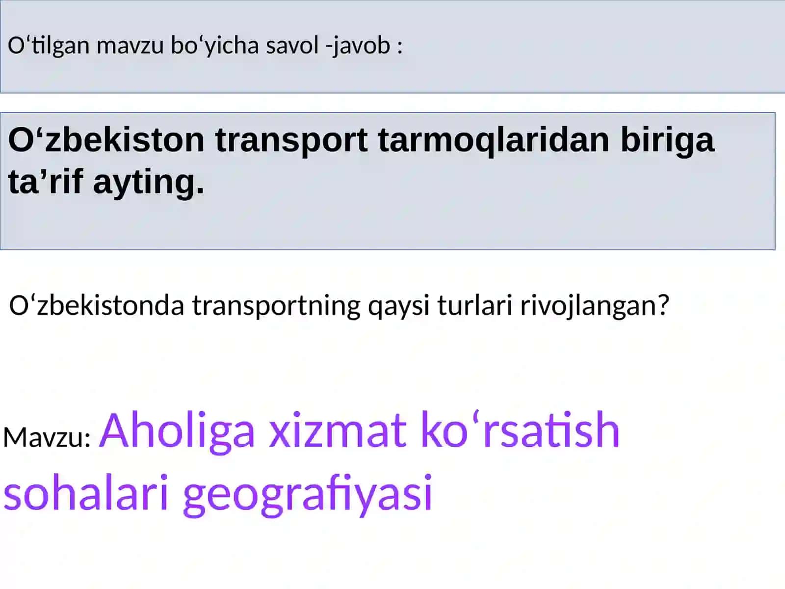Aholiga xizmat koʻrsatish sohalari geografiyasi 2