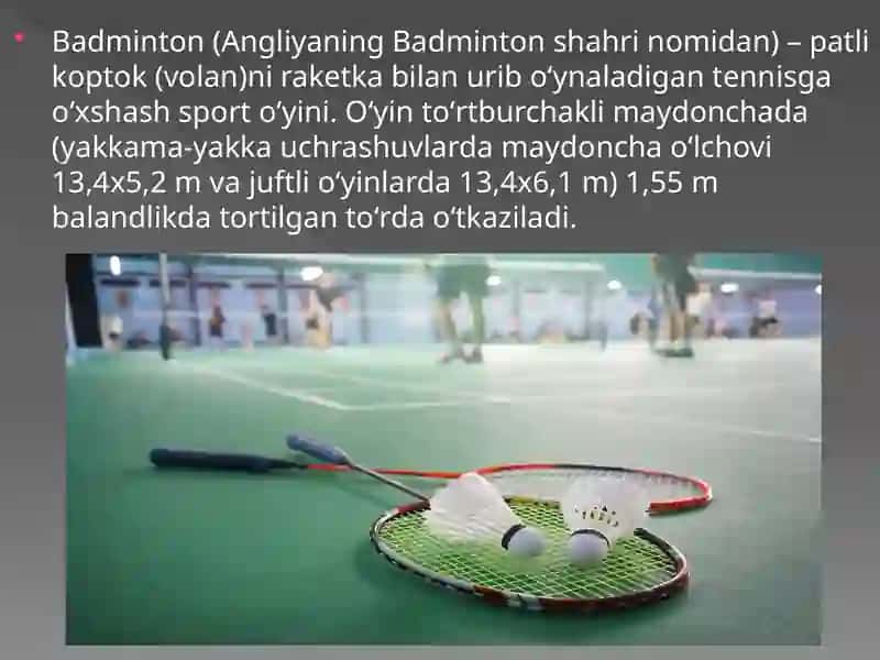 Badminton o’yini texnikasi va taktikasi 2