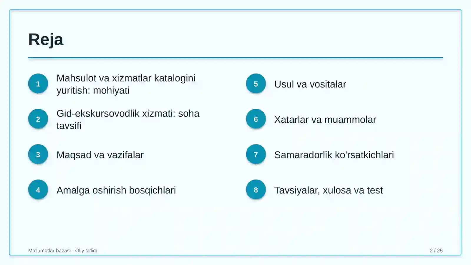 gid ekskursovodlik xizmatida mahsulot va xizmatlar katalogini yuritish 4773 2