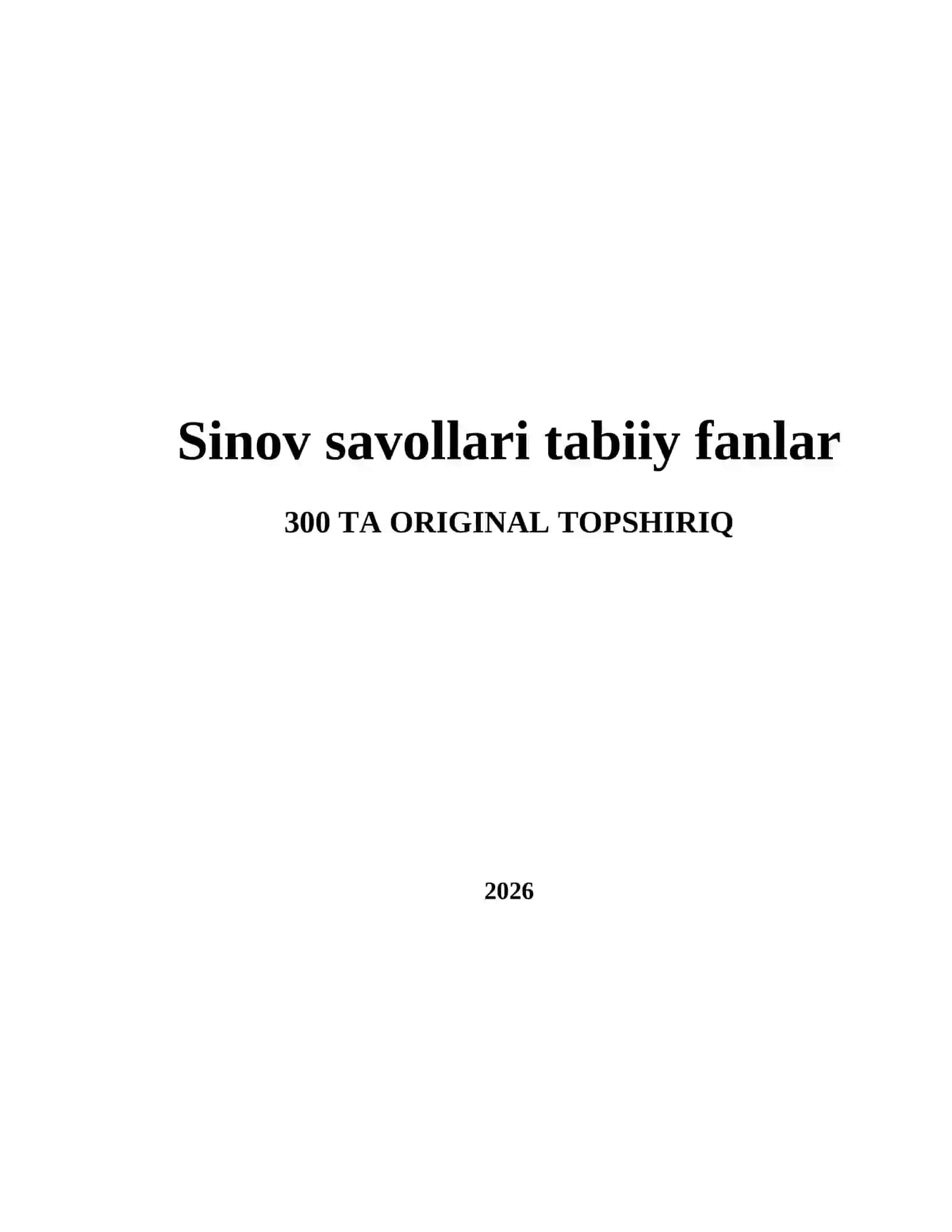 SINOV SAVOLLARI TABIIY FANLAR 2