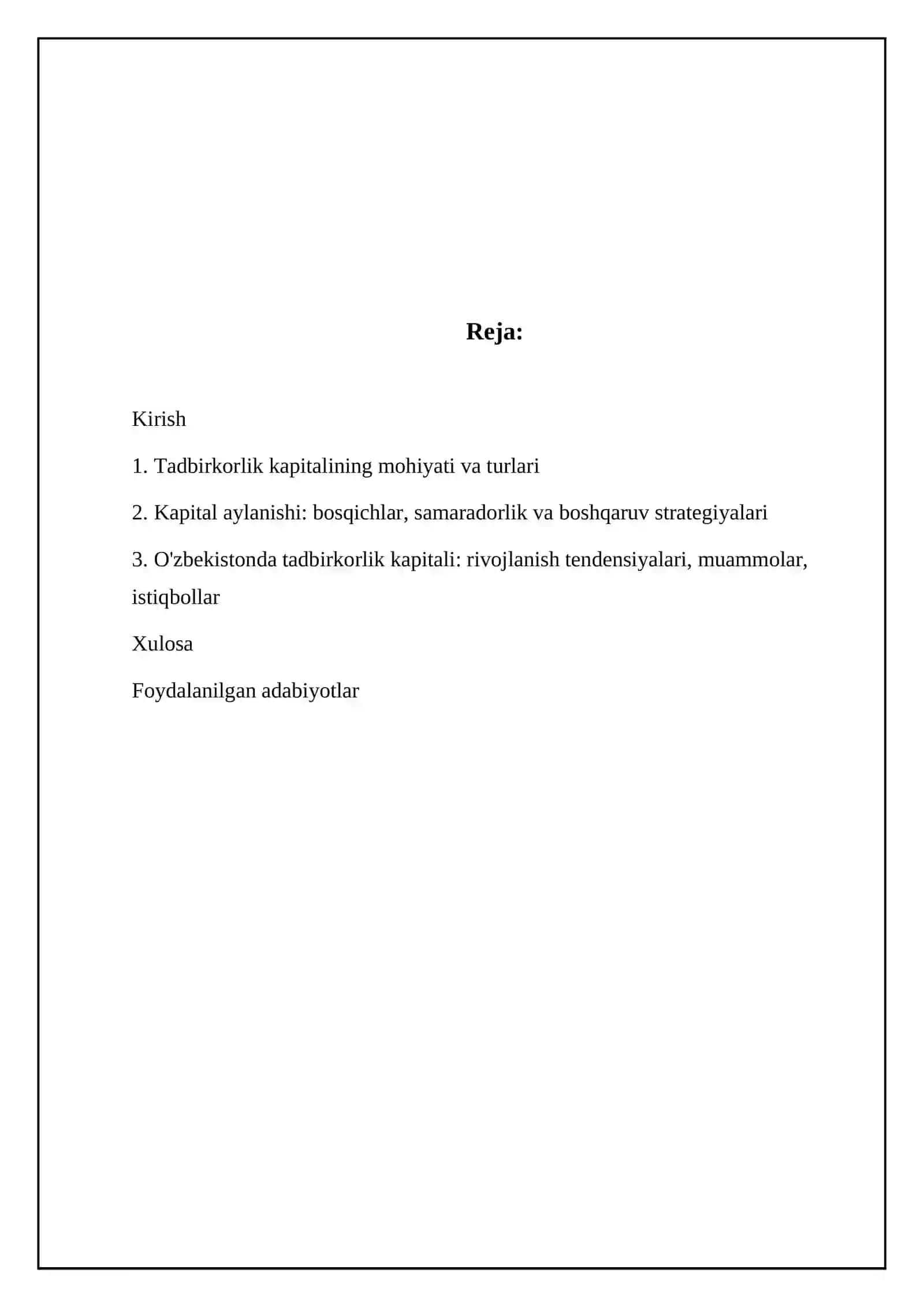 Tadbirkorlik kapitali va uning aylanishi 2