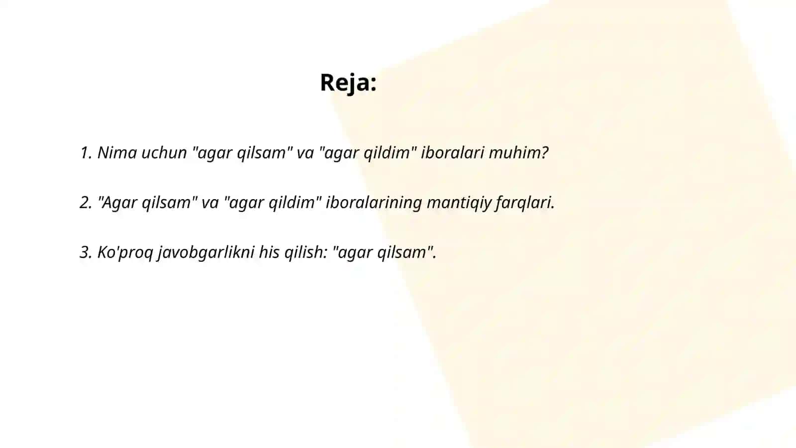 Agar qilsam va agar qildim iboralari 2