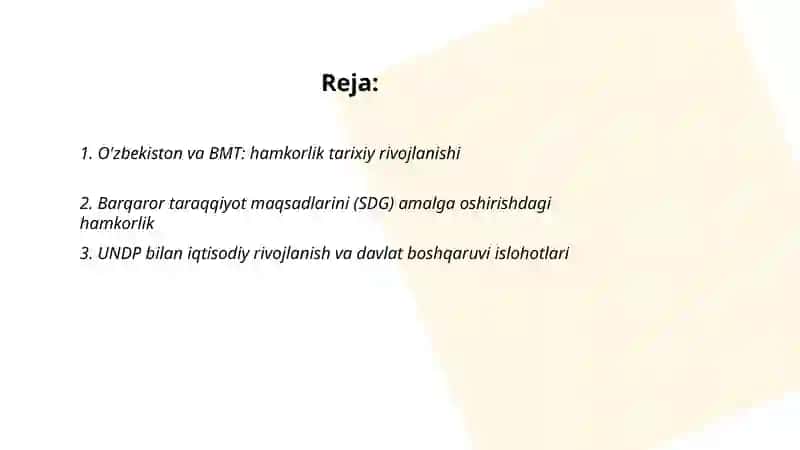 O'zbekistonning BMT bilqn hamkorlik aloqalari 2